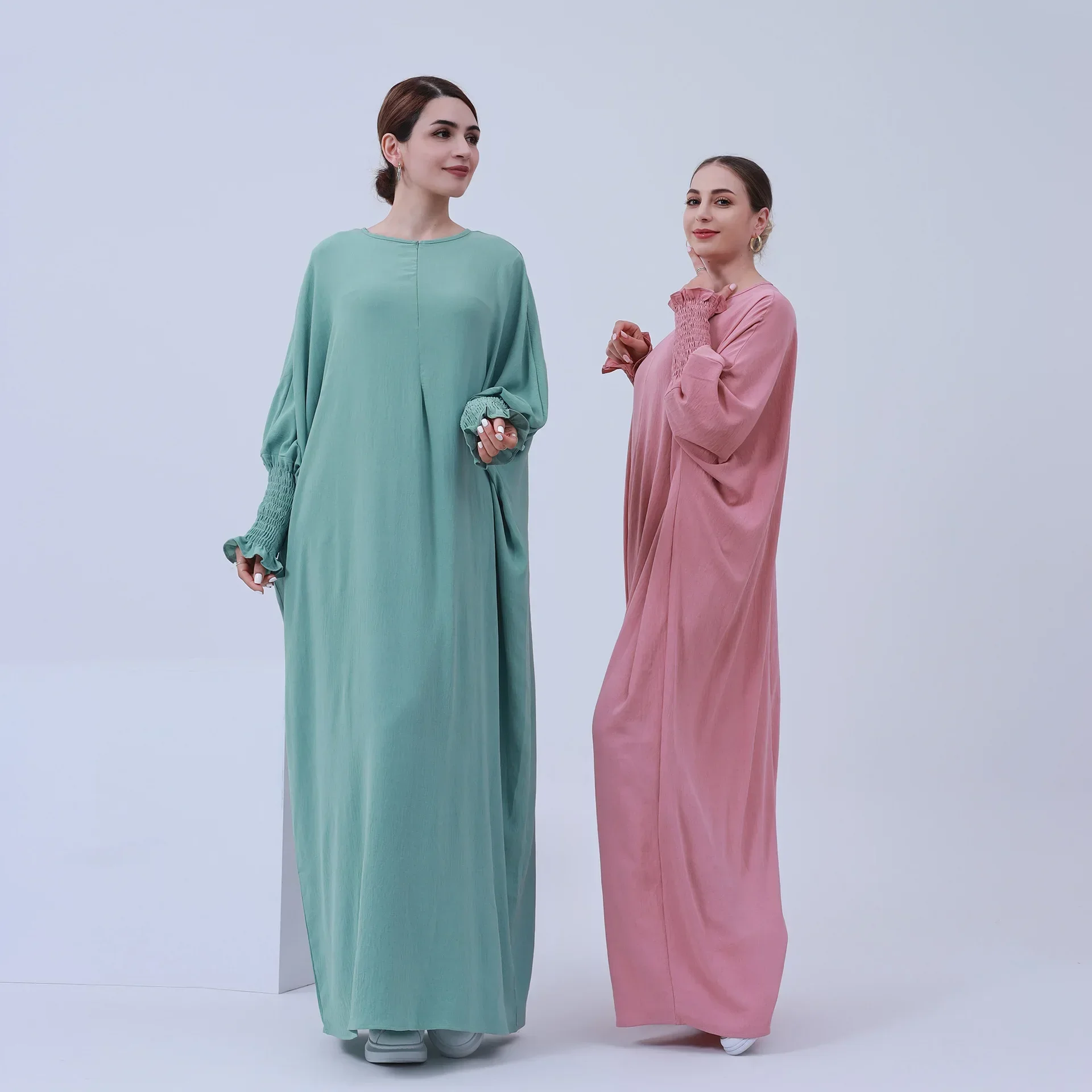Ramadan Eid Prayer Dress Turkish Hijab Robe Muslim Women Crepe Fabric for Abaya Dubai Loose Islam Clothes Modest Dresses Outfit