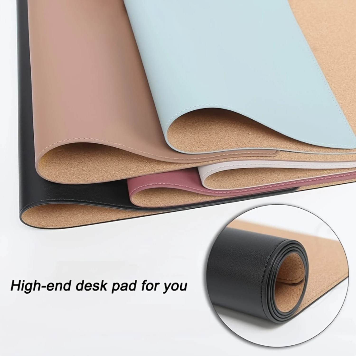 Upgrade Your Workspace with a Luxurious Double-Sided Desk Pad-Natural Cork & Leather!