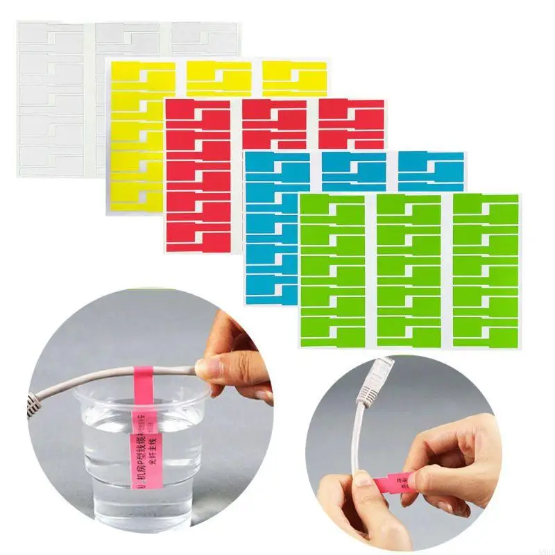 X90F 30 Pcs Self-Adhesive Cable Label Waterproof Identification Tags for Office Work School Computer Cord Printer