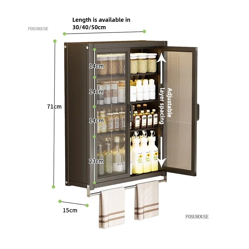 Minimalist Kitchen Cabinets Home Wall-mounted Storage Cabinets Multi-functional Dustproof Seasoning Bottle Kitchen Wall