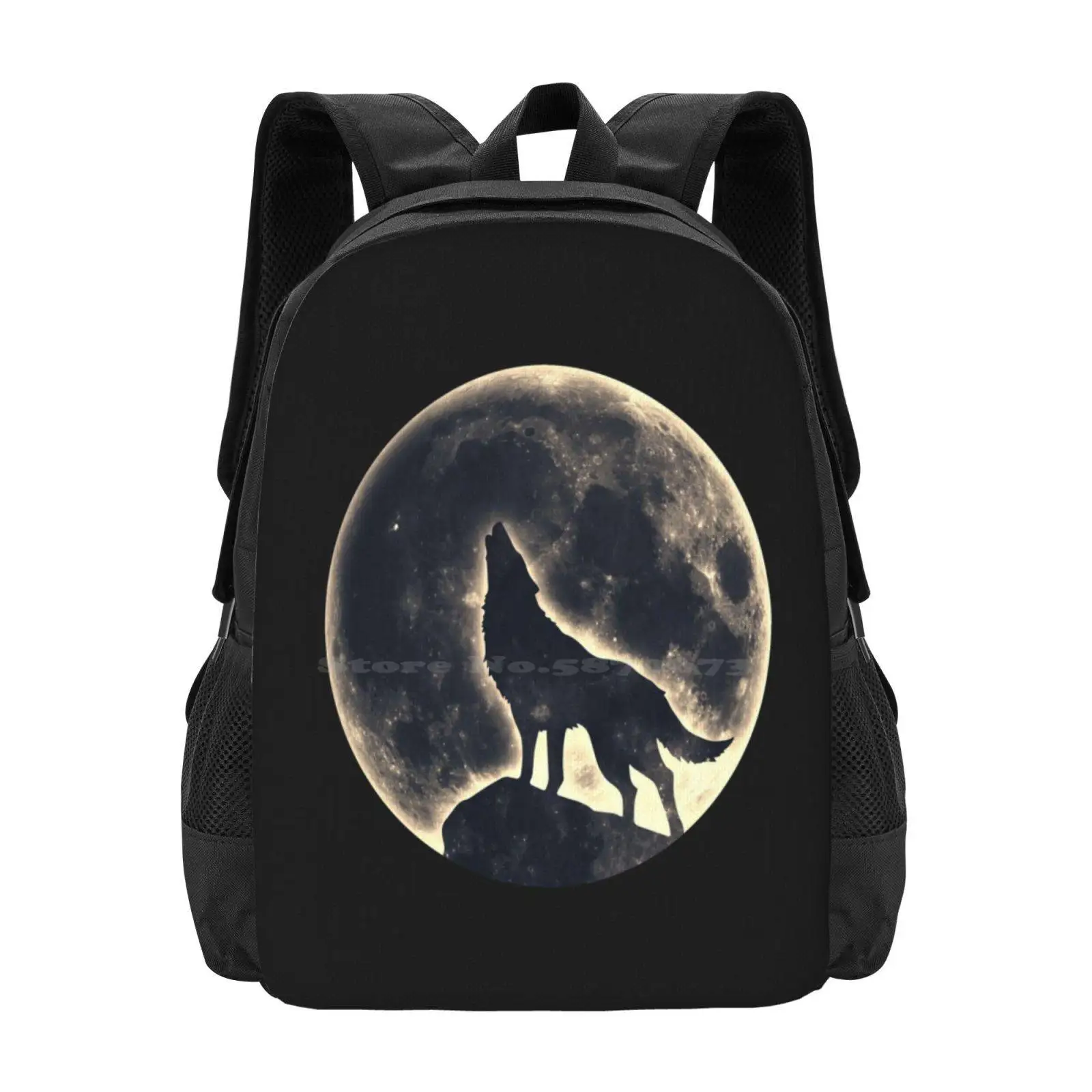 

Wolf , Moon , Fantasy , Wild , Dog , Wolves School Bags Travel Laptop Backpack Howling Wolf Full Moon Indians Dog Band Animal