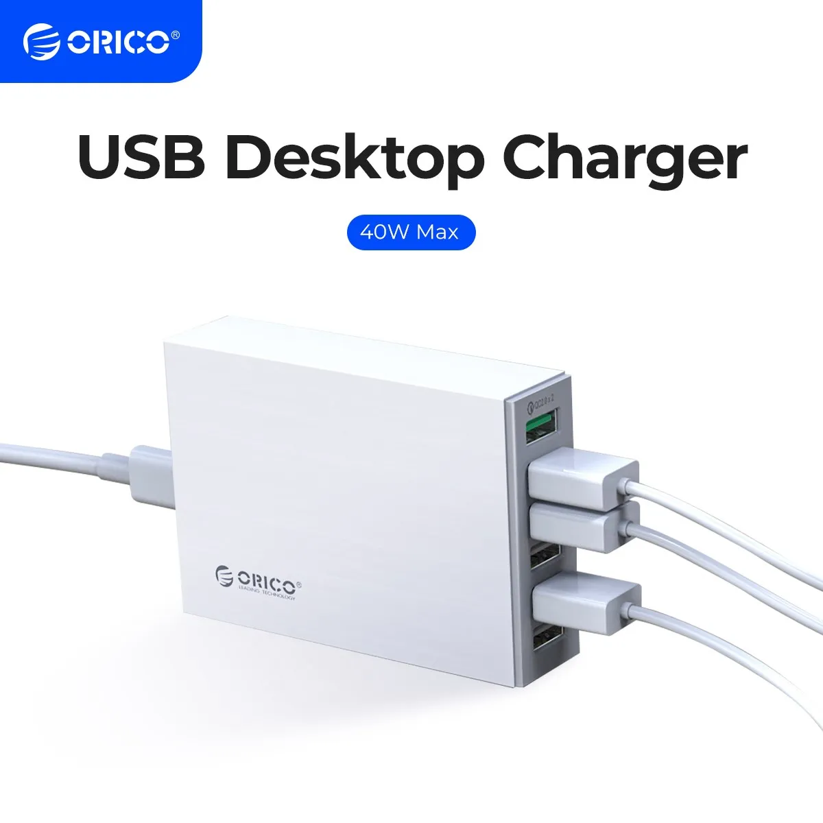 

ORICO 5 Ports QC2.0 USB Fast Charger USB Desktop Charger 40W Max Charging Station for iPhone Samsung Xiaomi Cell Phone Tablet
