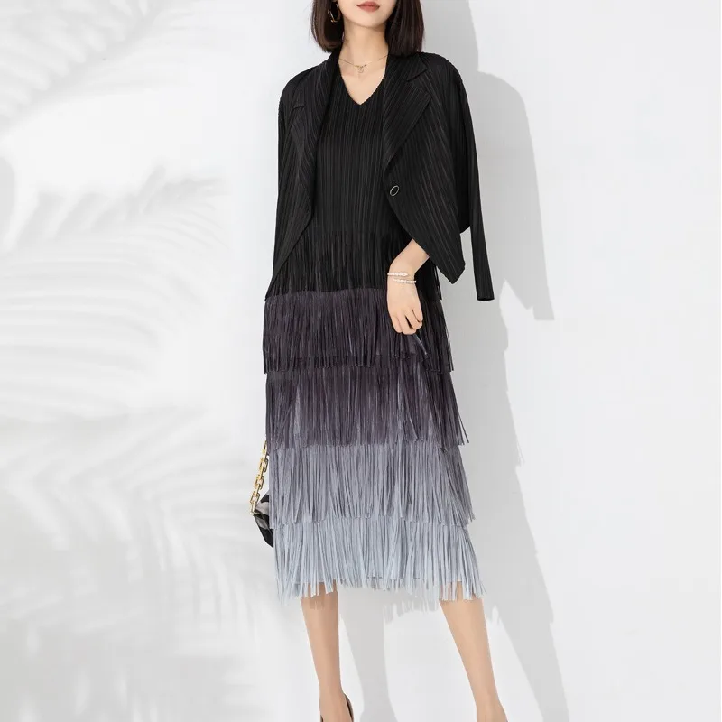 

Женское плиссированное платье миаке, женское платье без рукавов, элегантное официальное платье