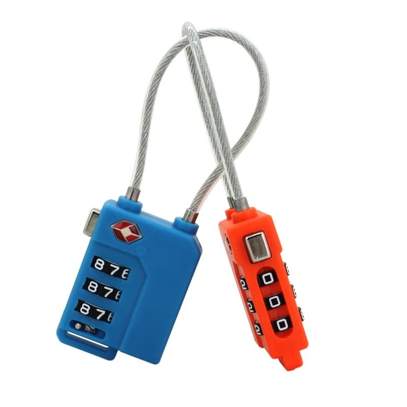 Description Picture 4 of item1/2/4PCS Portable TSA Approved Cable Luggage Lock 3-Digit Password Lock Padlock