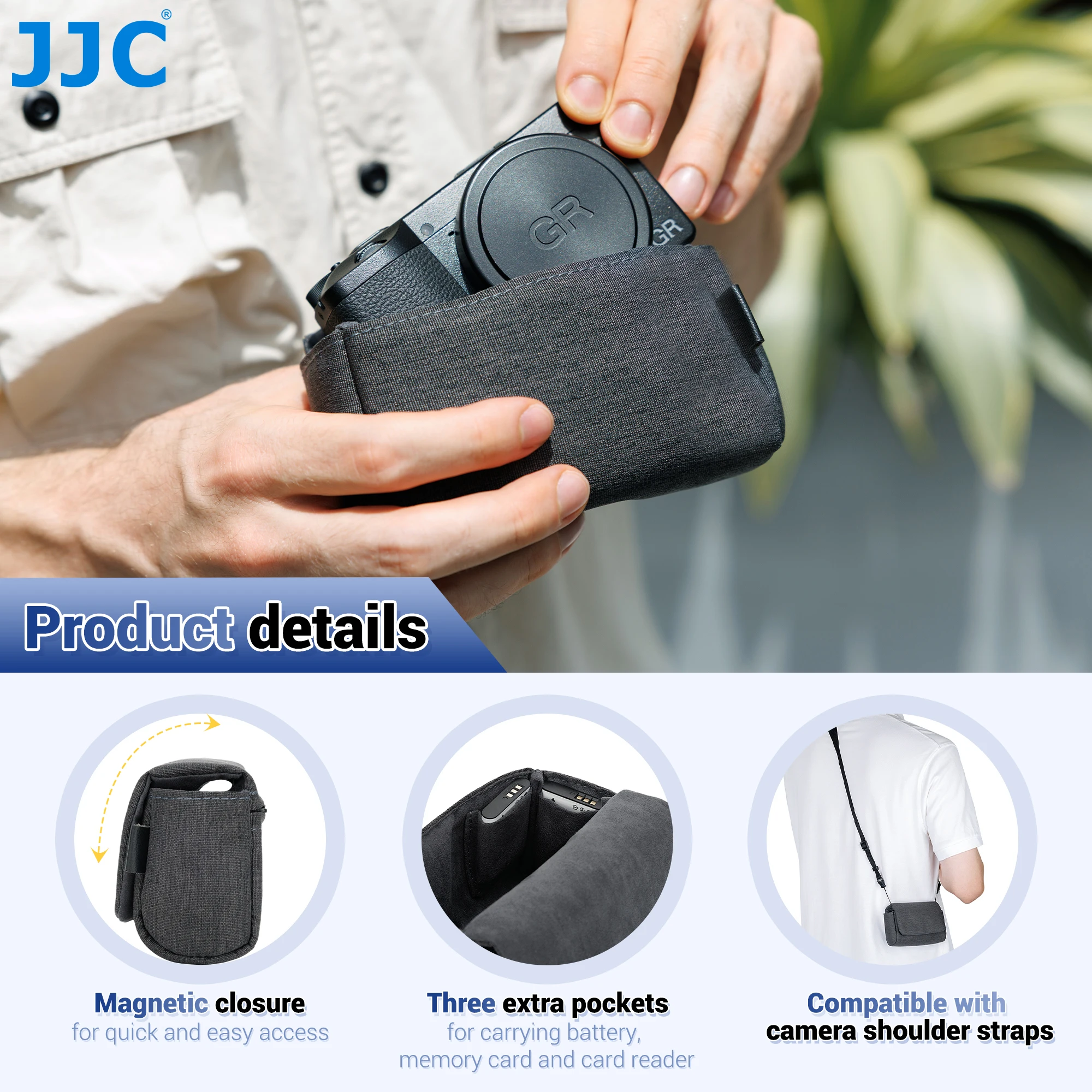 JJC Pochette Pour Appareil Photo Compact Avec Courroie De Poignet, Pour Sony RX100 III IV V VA VI VII Z-V1 Pour Ricoh GR IIIx III II Pour Canon G7X Mark III II