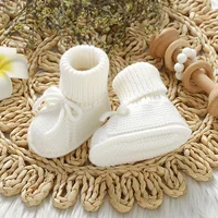 Infant Baby Shoes Knitted Newborn Boy Girl Footwear Fashion Tie Bow 0-18M Toddler Clothes Accessories First Bed Boots Super Soft 1