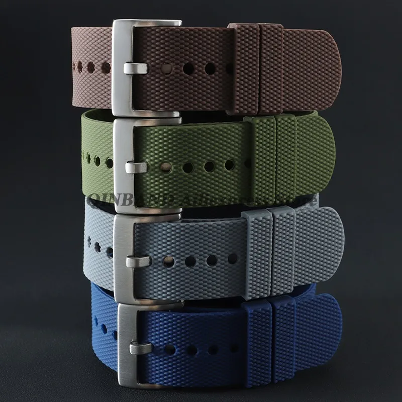 Silver, Black, and Rose Gold Silicone Watchband with Metal Pin Buckle