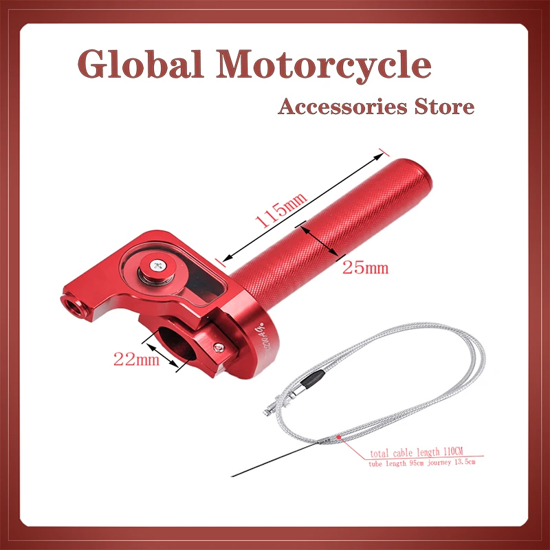 Tubo De Acelerador Billet CNC Universal 7/8" KKE - Color Rojo Anodizado, Para Moto/Dirt Bike