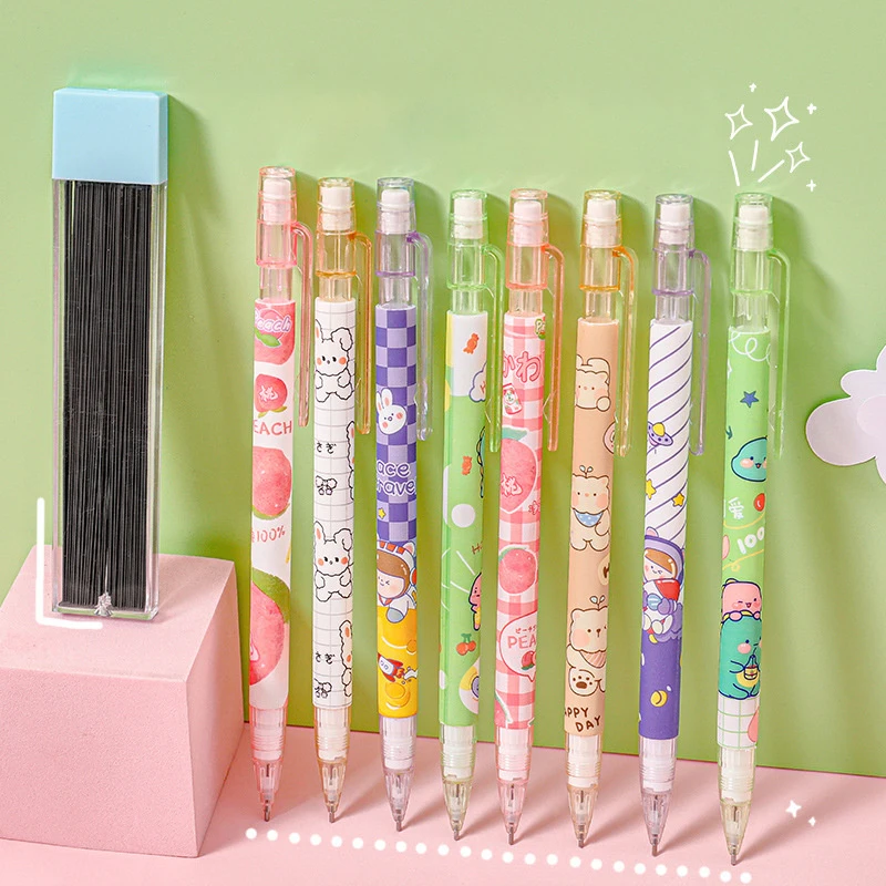 

2pc Creative Peach Automatic Pencil For Student Elementary High Appearance Level Activity Pencil Cute No Sharpening Press Pencil