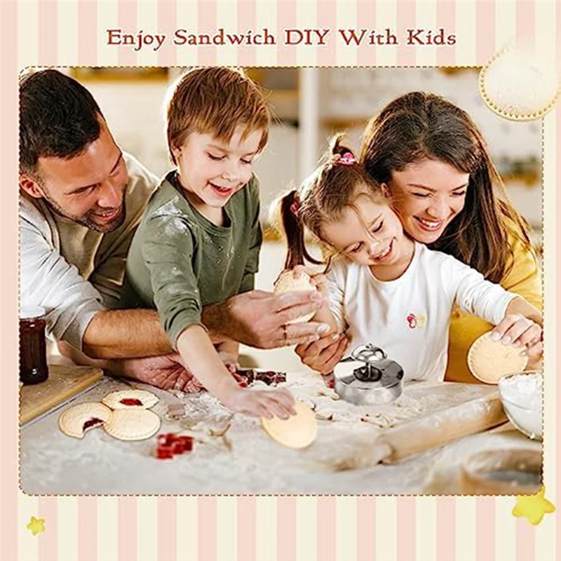 2Pcs 304 Stainless Steel Sandwich Cutter, Peanut/Butter Sandwich Cutter and Sealer for DIY Kids Lunch Sandwiches 6