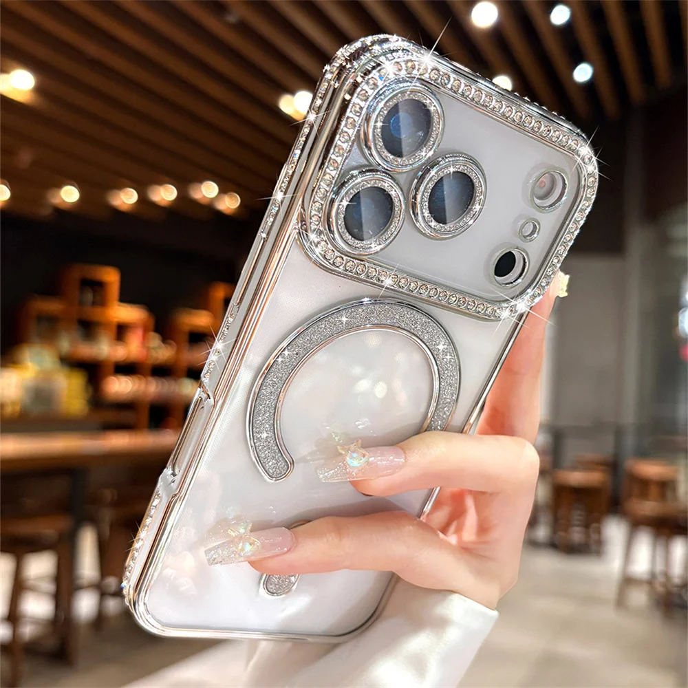 Luxury Glitter Diamond Bling Magnetic Shockproof Clear Case