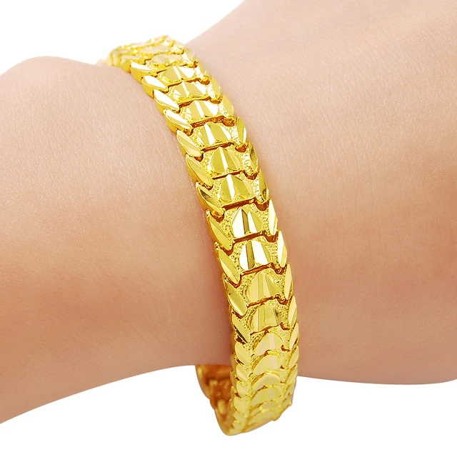Luxury Mens Women Hand Chain Bracelets Male Wholesale Bijoux Gold Color Chain  Link Bracelet For Men Women engagement gift - AliExpress