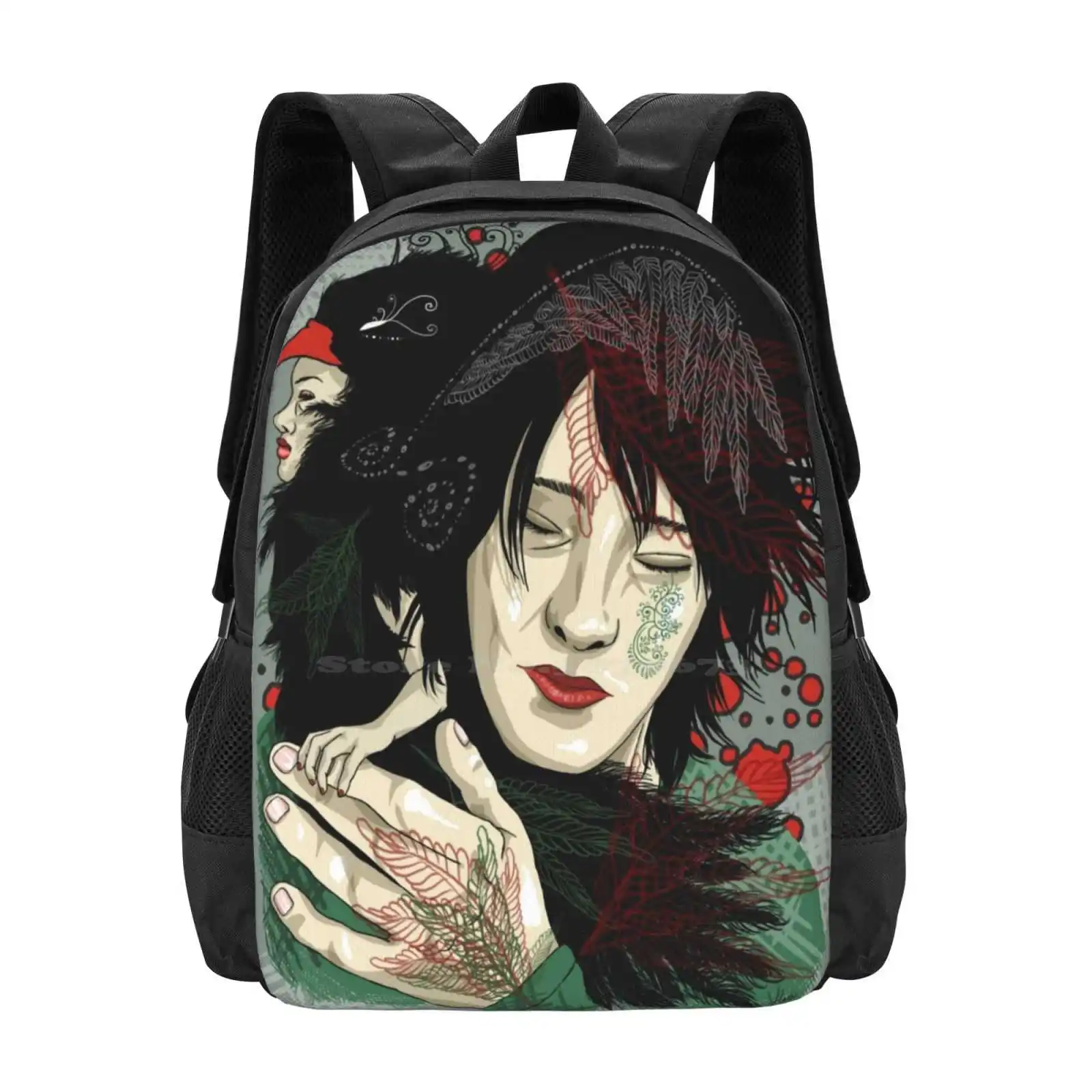 

Protection Fashion Pattern Design Travel Laptop School Backpack Bag Boy Bird Protection Wings Crow Raven