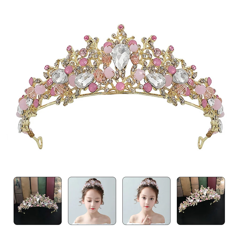 

Headbands Children's Crown Birthday Party Kids Alloy Elegant Little Girl Tiara Crystal Design Headdress Bride