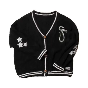 Reputation Cardigan with Snake Star Cardigan Rep Taylor Embroidery V-Neck Button Up Knitted Sweater in Black Fall Winter 5