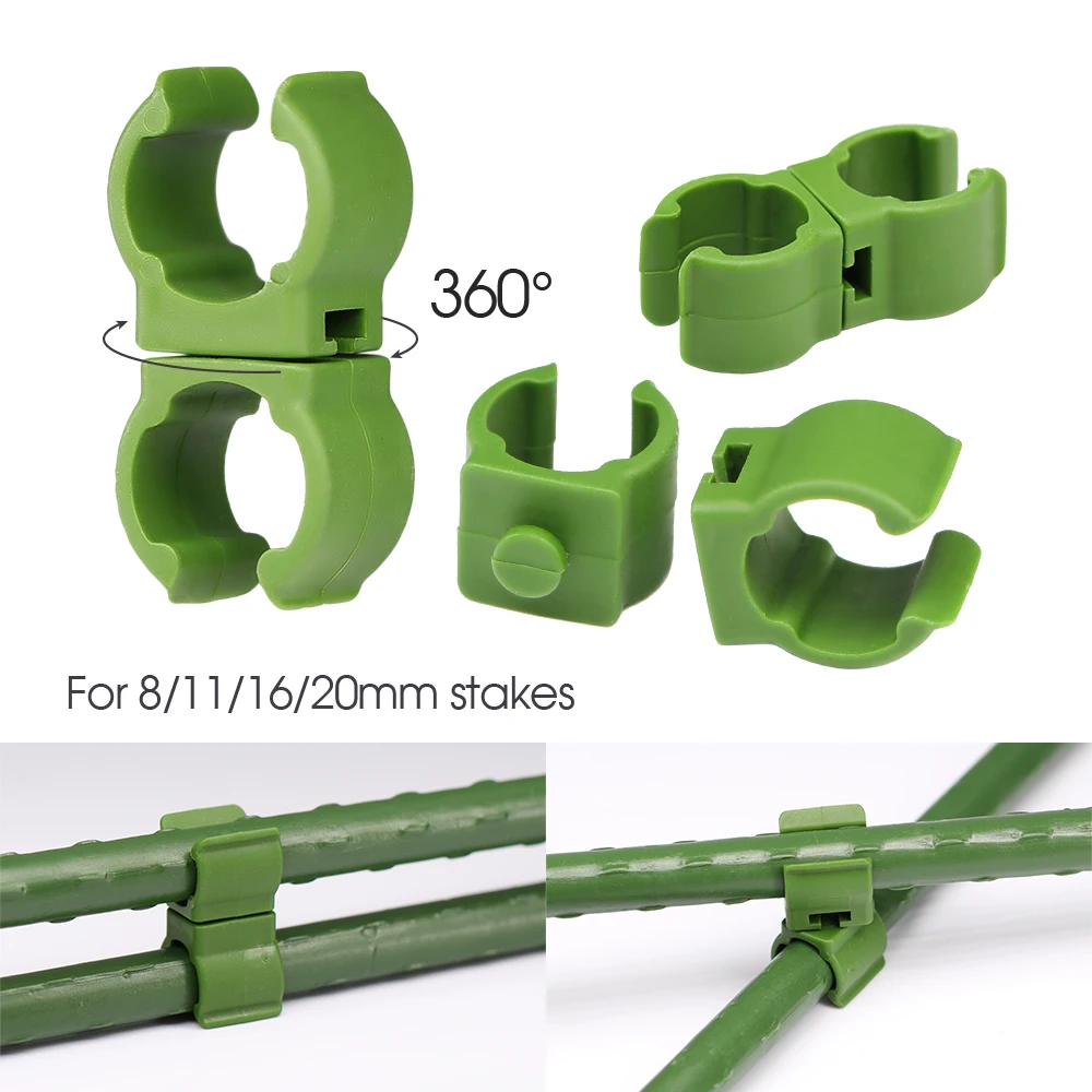Plant clips plastic plant clips plant support connector 15PCS 8-20mm Plastic Fastener Garden Cross Clip For Plant Support Rod Adjustable or Fixed Buckle Trellis Stake Connecter Clamp