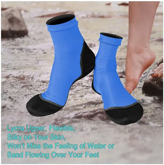 Neoprene Fin Socks for Sand Beach Volleyball Soccer Thin Polyester Uppers 1.5mm Neoprene Soles Sun Protection Water Shoes 5