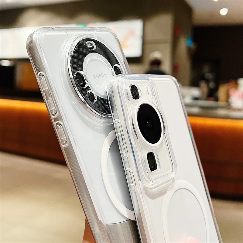 Sleek Transparent Magnetic Acrylic Case with Wireless Charging & Shockproof Protection