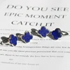 Unit One Piece Half Silver With Natural Lapis Lazuli Gemstone Crystal Finger-rings For Jewelry Making 2