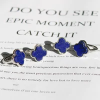 Unit One Piece Half Silver With Natural Lapis Lazuli Gemstone Crystal Finger-rings For Jewelry Making 2