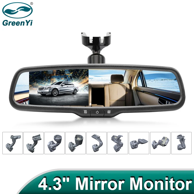 Car Monitor Bracket 4.3" TFT LCD Special for Rear View Mirror Parking Assistance System With 2 RCA Video Player Input