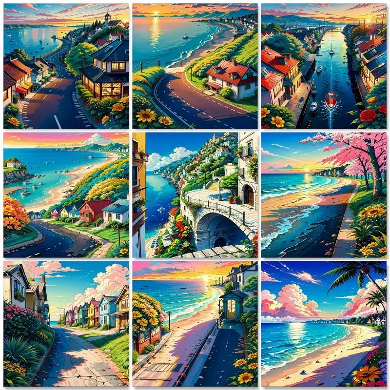 

GATYZTORY 60x7 5 см краска по номерам фотография морской пейзаж живопись по номерам для взрослых домашний декор