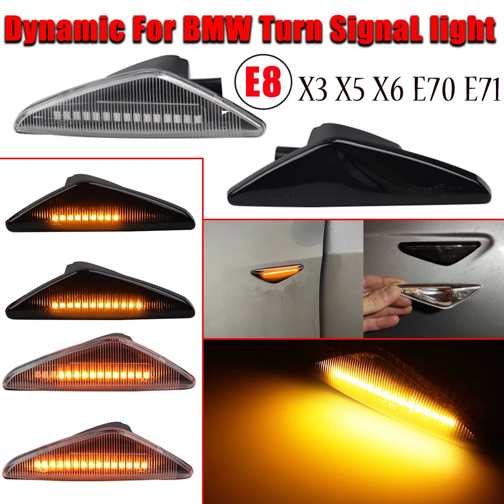 Dynamic Flowing LED Side Marker Turn Signal Light For BMW X5 E70 X6 E71 E72 X3 F25 Sequential Lamp Blinker images - 6