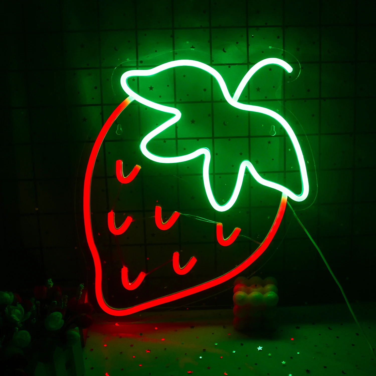 Ineonlife Neon Sign LED Strawberry Wall Mounted Acrylic Bar Club Drink Restaurant Shop Party Aesthetics Room Home Decor Gifts neon sign led cartoon sunglasses wall hanging neon light bar club drink restaurant shop party aesthetic room decor led light
