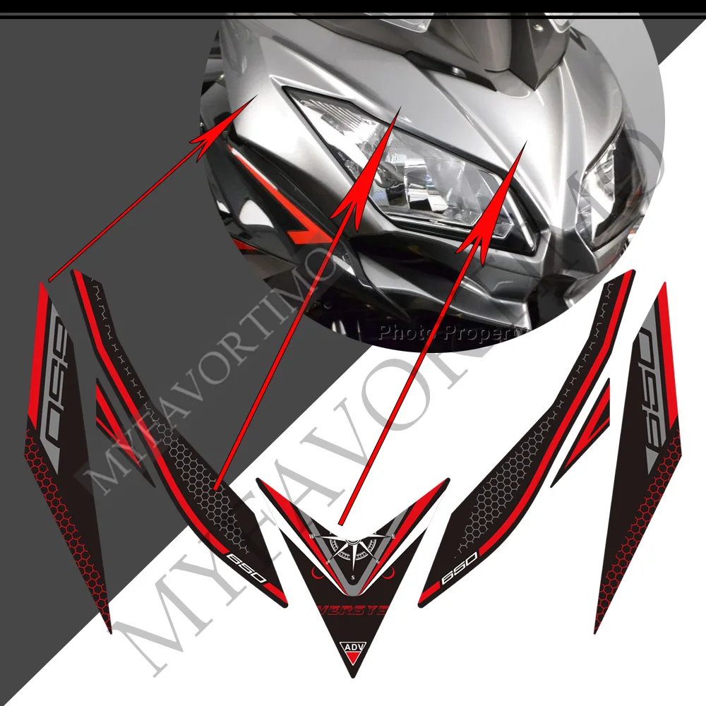 For Kawasaki Versys 650 LT Touring Motorcycle Tank Pad Stickers Decals Protector Kit Knee Wind Deflector Windshield Windscreen