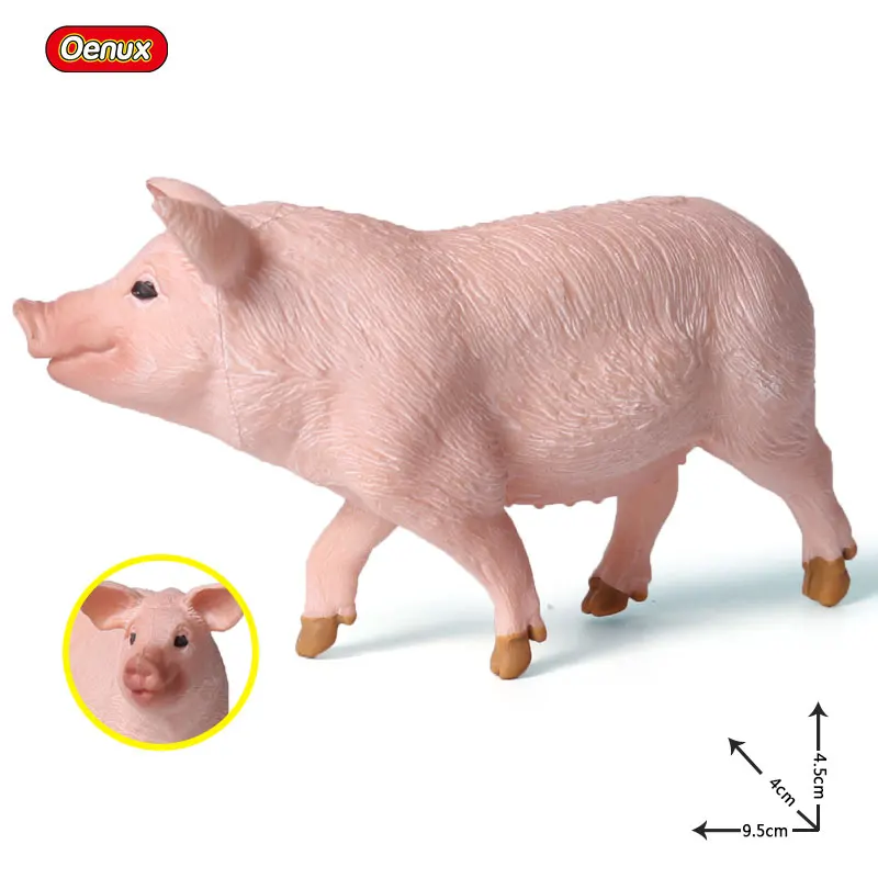 Oenux Poultry Farm Animals Model Simulation Pig Swine Sow Porcupine Boar Action Figures Figurine Lovely Educational Kids Toy