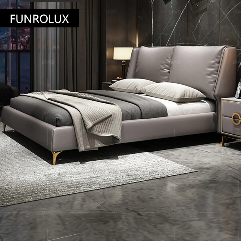 Modern leather bed master bedroom bed double1.8Rice storage simple bedroom marriage