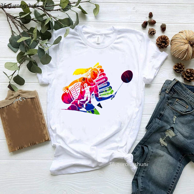 

New Hot Sale Women's T-shirt badminton lovers player Shirts Summer Fashion Tshirt Femme Harajuku Casual Tee Shirt Female Tops