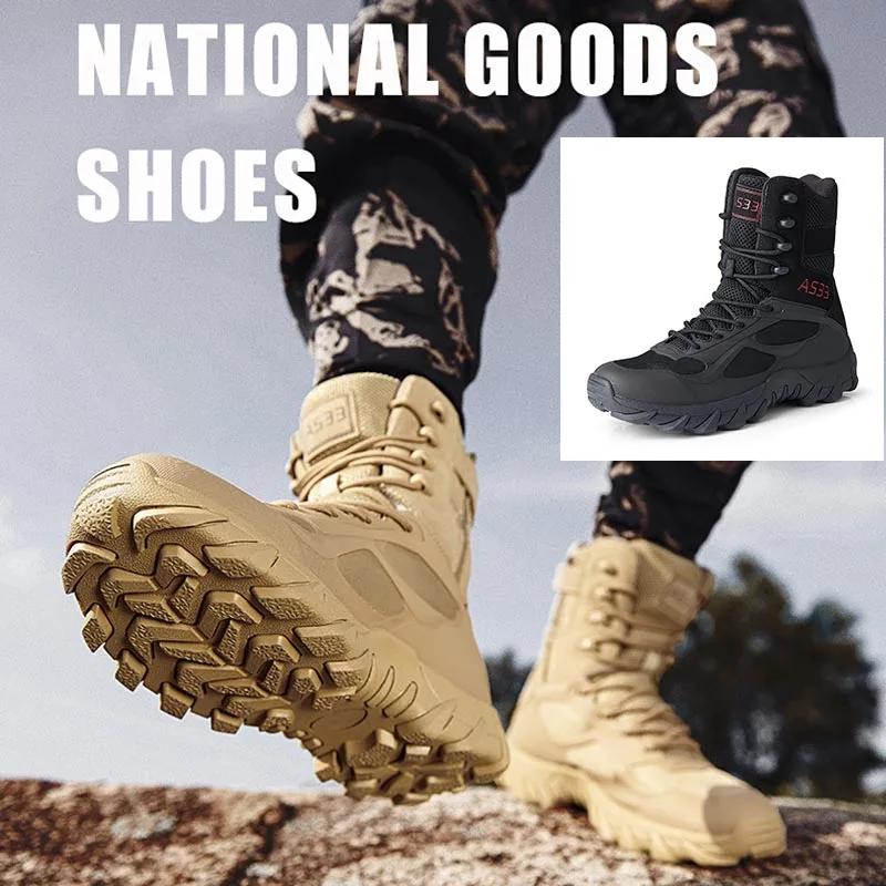 

New Military Boots Men Outdoor Combat Tactical Boots for Man Anti-Slip Motocycle Ankle Boots Climbing Hiking Shoes Camping Boots