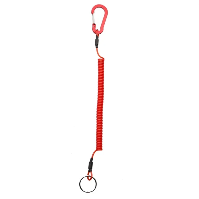 Enhanced Elastic Coil Keychain Lanyard with Lockable Tether and Fashionable Wire Design