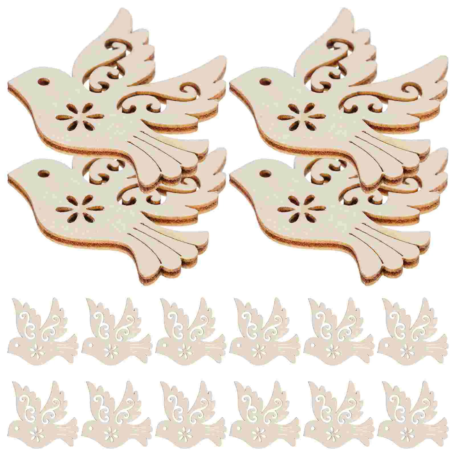 

50 Pcs Peace Dove Accessories Uncolored Wood Chips Unfinished Ornaments Decorate