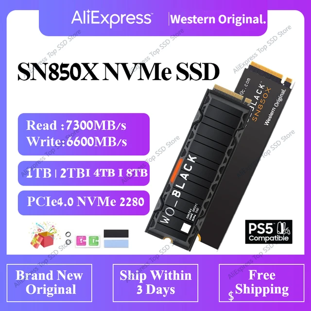 Wd Black Sn850x 1tb 2tb Nvme Internal Gaming Ssd Solid State Drive With  Heatsink Works With Playstation 5 Gen4 Pcie M.2 2280 - Solid State Drives -  AliExpress