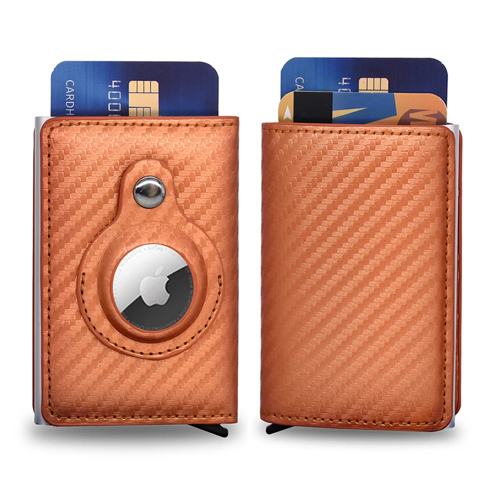 

Men Card Holder Carbon Fiber Rfid Air Tag Wallets Slim Thin Trifold Leather Mini Wallet For Apple Air Tag Small Male Money Purse