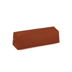 Elegant PU Leather Waterproof Pencil & Makeup Pouch with Large Capacity and Zipper Closure (Brown)