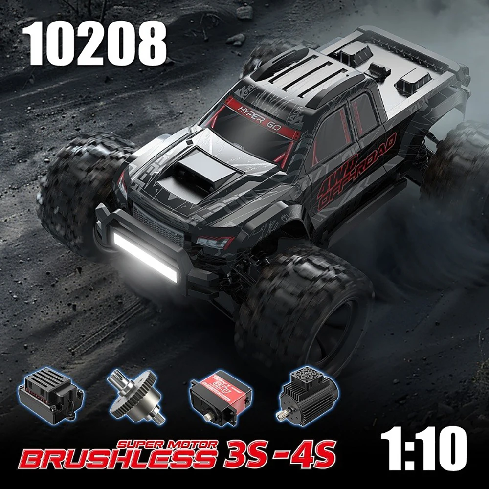 Hyper Go 10208 V2 Brushless Vehicle Truck,Come with 3S 5200mAh Lipo Battery, 100A ESC, APP Programing, MJX 1/10 RC Car 2