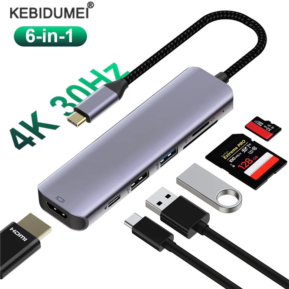 USB C HUB Type C to HDMI Adapter USB3.0 Dock Station USB C 4K HDMI-compatible PD 100W Type C3.1 Splitter USB HUB for MacBook Pro