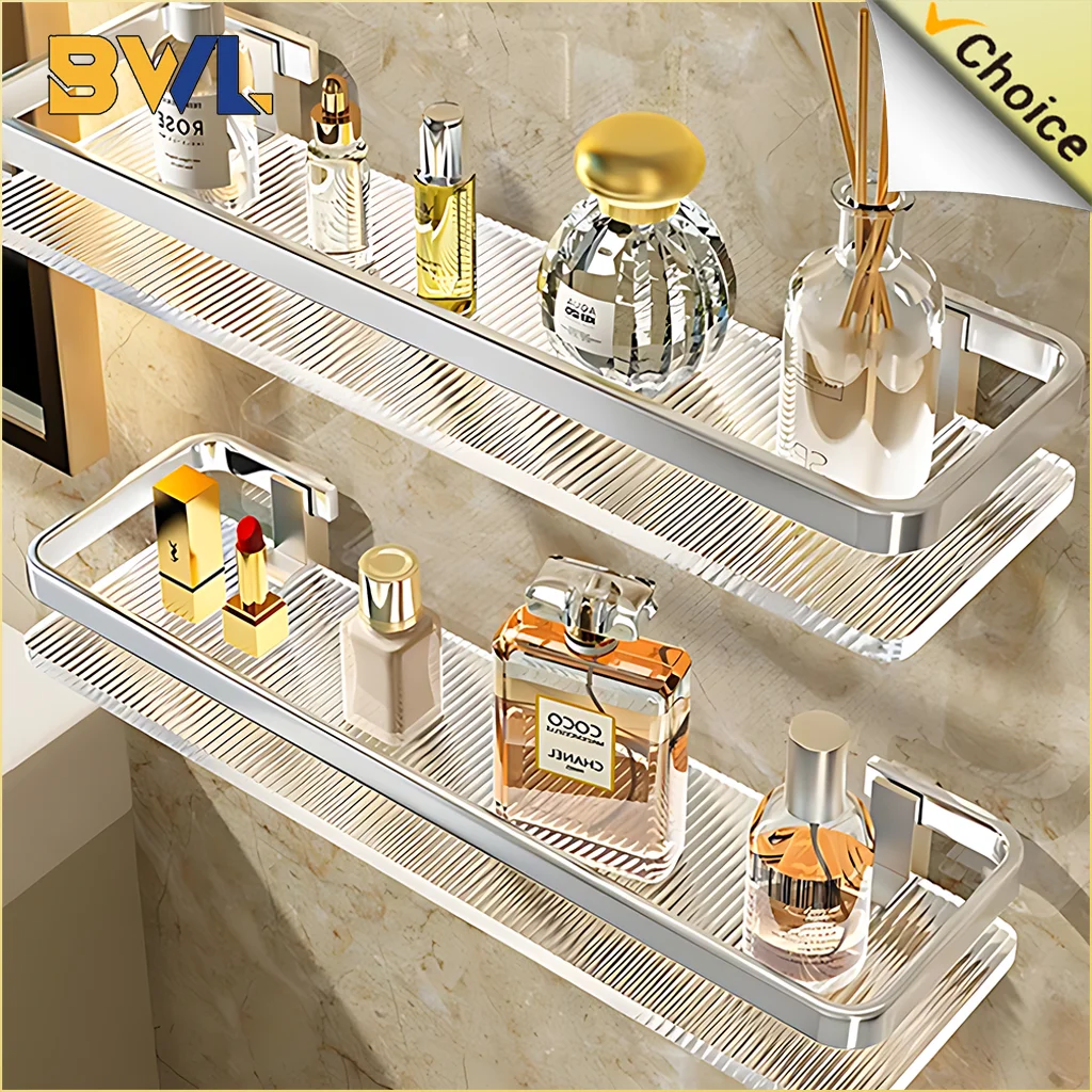 Bathroom shelf kitchen storage organizer acrylic shampoo rack shower shelf bathroom accessories no drill storage