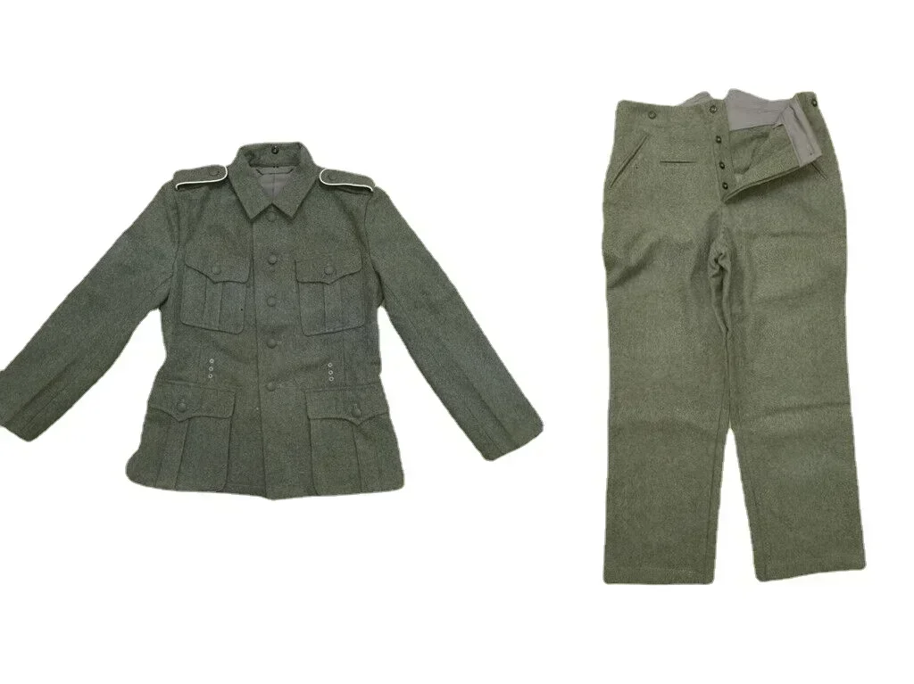 Reproduction GERMAN EM M40 FIELD GREY GREEN WOOL TUNIC & TROUSERS suit Military Exercise Uniform