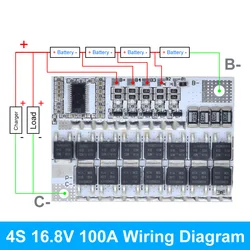 High-Current Lithium Battery Protection & Balance Charging Module (4S 16.8V 100A)