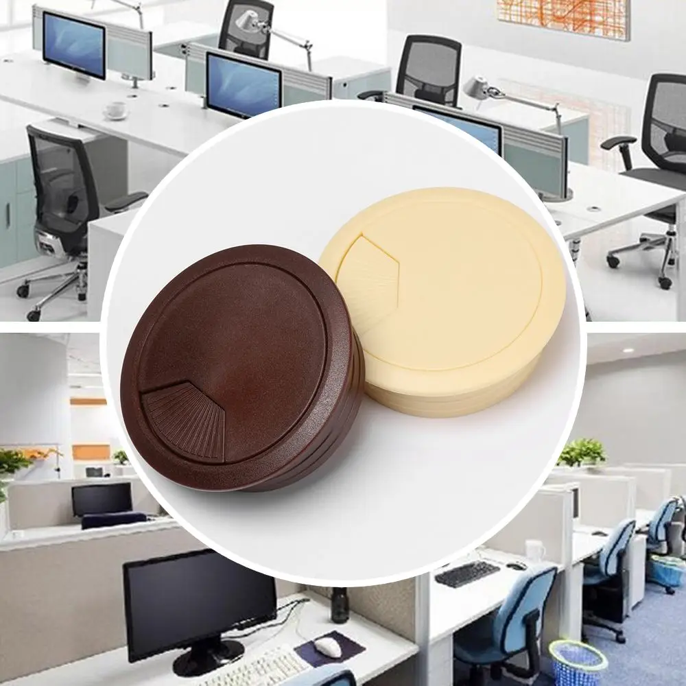 60/80mm Plastic Cable Hole Cover Plastic Computer Grommet Desk Table PC Computer Desk Classic Round Wire Tidy Grommet