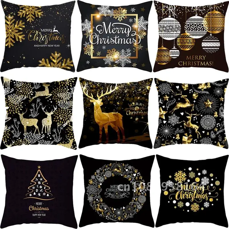

2021 Christmas Ornament Merry Christmas Decorations for Home Christmas Cushion Cover Navidad Xmas Santa Natal Noel New Year 2022