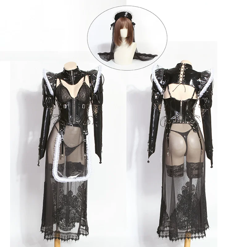 

Original Design Midnight Maid Long Dress Dark Maid Punk Cyber Knight Cosplay Costume Uniform Sexy Anime Outfit Secret Photo Suit