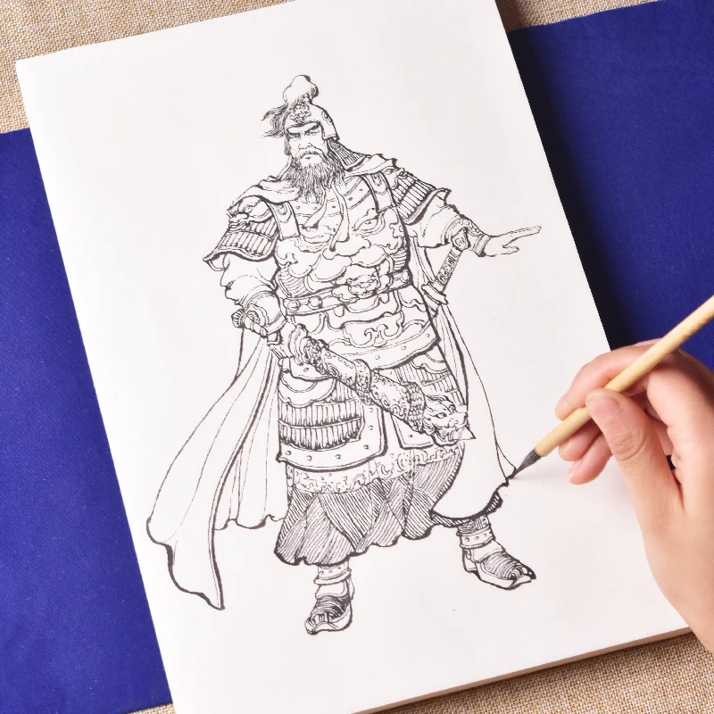 Line Drawing Drafts Ancient Hero Meticulous Painting Manuscript Chinese Baimiao Drawing Copy Coloring Ripe Xuan Paper Line Draft