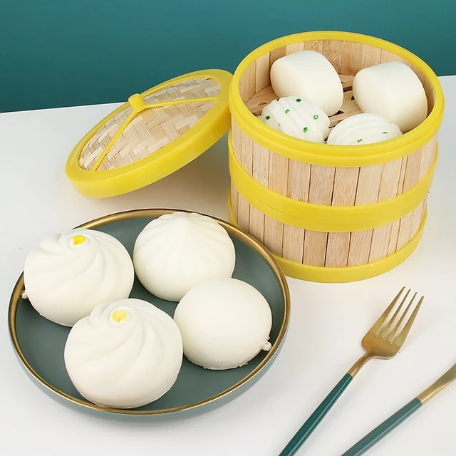 Simulation Steamed Stuffed Bun Sensory Stress Relieve Fidget Toy Soft PVC Funny Squeeze Toy Squishy Custard Bun for Kids Adults 2