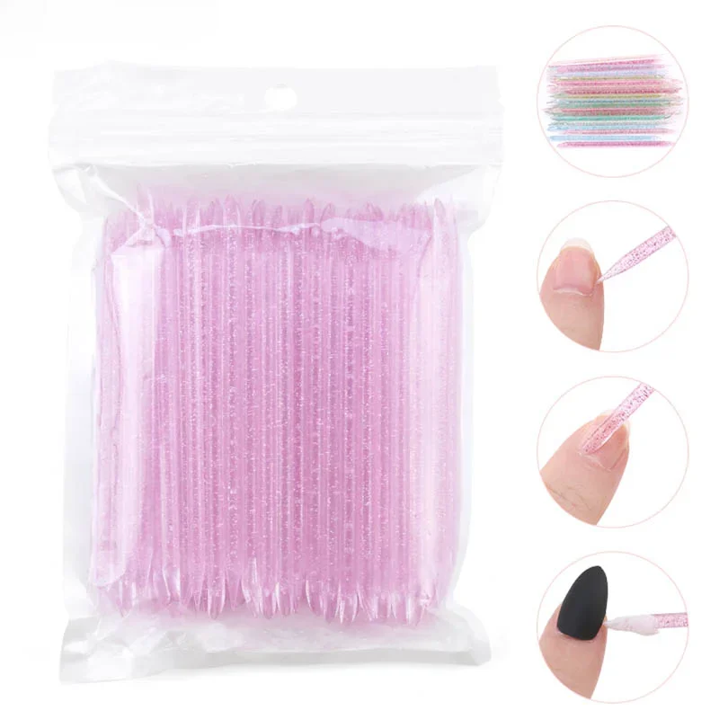 50/100Pcs Reusable Crystal Stick Double End Nail Art Pusher Cuticle Remover Tool Pedicure Care Nails Manicures Tools nail art pusher