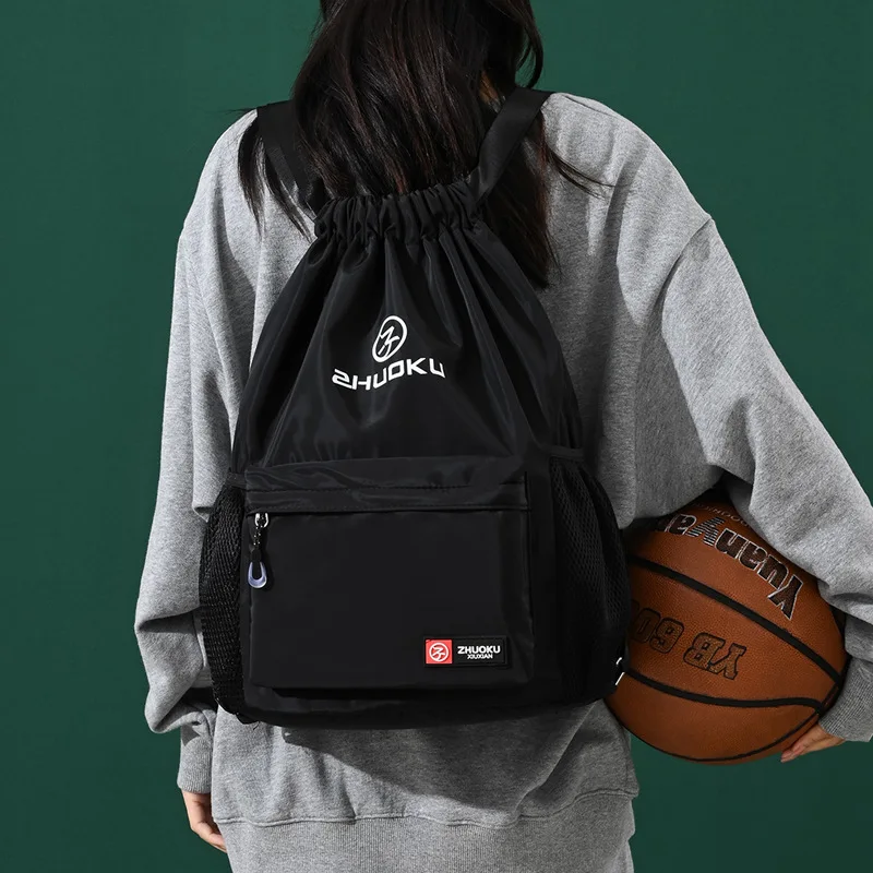 Women Both Shoulders Bag Fashion Drawstring Backpack School Sports Nylon Backpack Unisex Leisure Large Capacity Travel Backpacks
